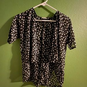 Lularoe black sheer top- size 2 - black with white flowers.